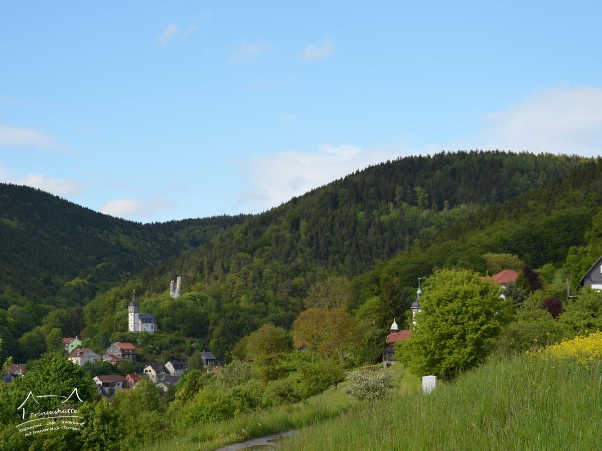 Die Triniushuette "Thueringens Schoenste Aussicht" Rauenstein Buitenkant foto